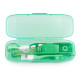 Orthodontic set for care of braces in a pencil case, green